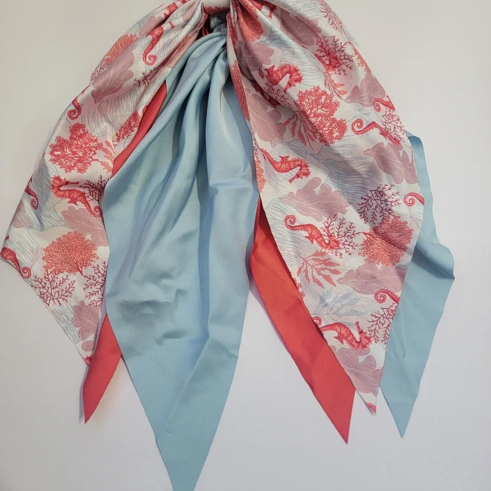 Piper K Coastal Scarf and Rhinestone CRAB Gold Hair Claw Clip Nautical SEA‎ LIFE